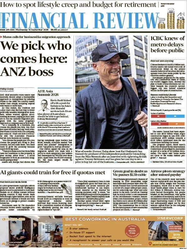 Australian Financial Review - 16 September 2026